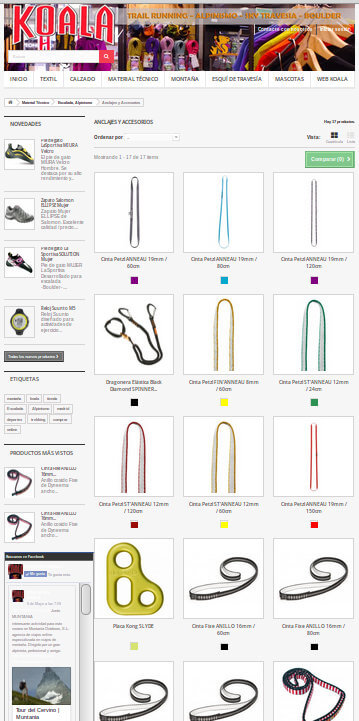Página KOALA material TECNICO, Escalada-Alpinismo, Anclajes-cintas
