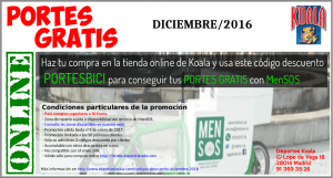Códigos descuento diciembre 2016 - Portes Bici Gratis - Promoción Diciembre 2016 - Deportes Koala